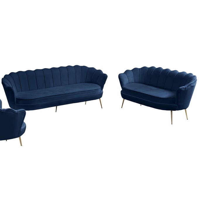 Meridian Furniture Gardenia Navy Velvet 2pc Living Room Set MRD-684Navy-LR-S1