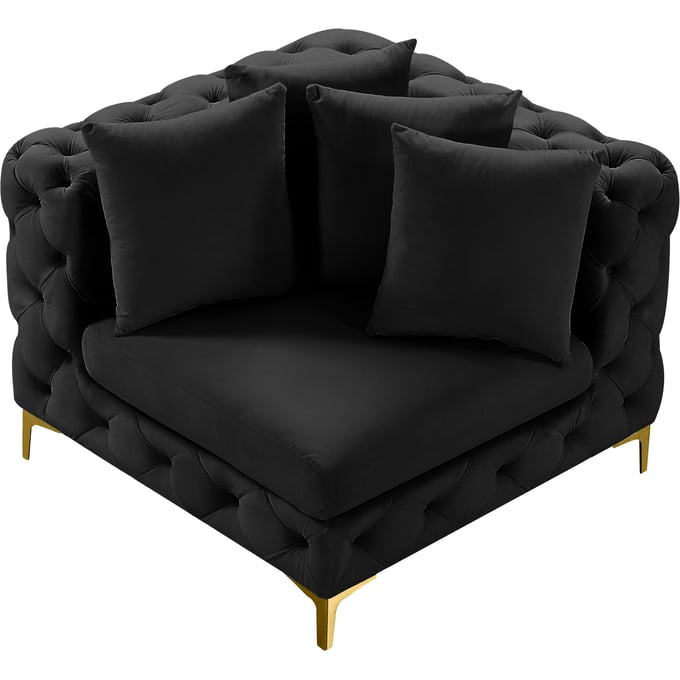 Meridian Furniture Tremblay Black Velvet Corner Chair MRD-686BLACK-CORNER