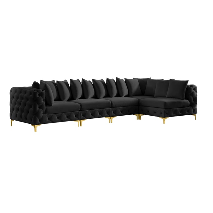 Meridian Furniture Tremblay Black Velvet 5pc Modular Sectional MRD-686BLACK-SEC5A