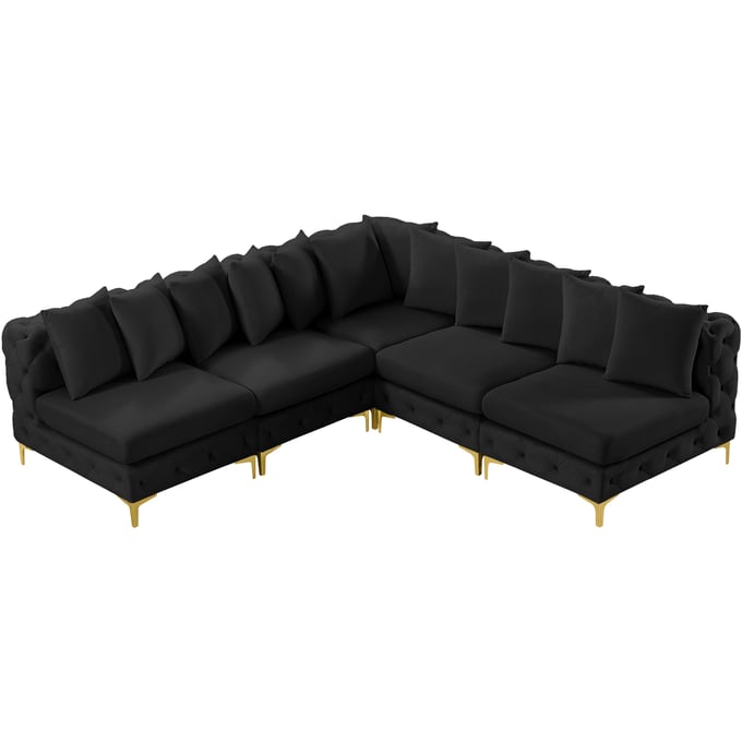 Meridian Furniture Tremblay Black Velvet Modular 5pc Sectional MRD-686BLACK-SEC5B