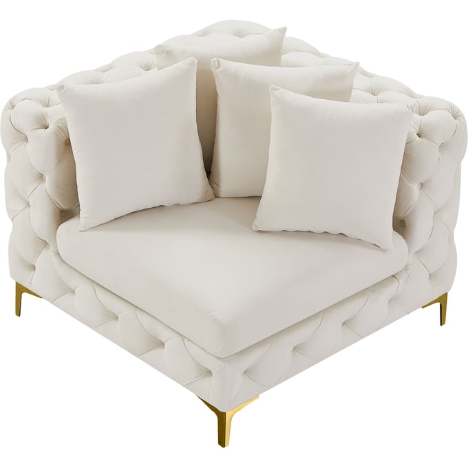 Meridian Furniture Tremblay Cream Velvet Corner Chair MRD-686CREAM-CORNER