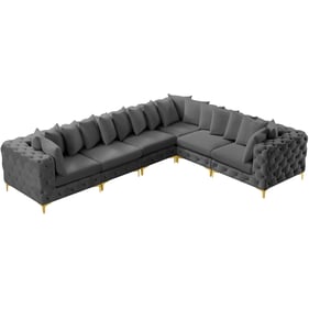 Meridian Furniture Tremblay Grey Velvet Modular 6pc Sectional