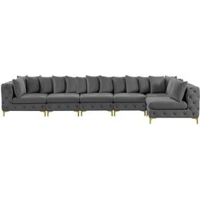 Meridian Furniture Tremblay Grey Velvet 6pc Modular Sectional