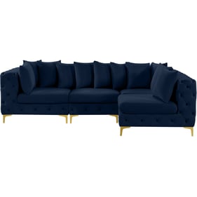 Meridian Furniture Tremblay Navy Velvet 4pc Modular Sectional