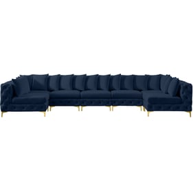 Meridian Furniture Tremblay Navy Velvet 7pc Sectional