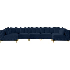 Meridian Furniture Tremblay Navy Velvet 7pc Modular Sectional