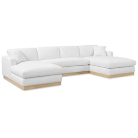 Meridian Furniture Johanna White Linen Fabric Natural 3pc Sectional