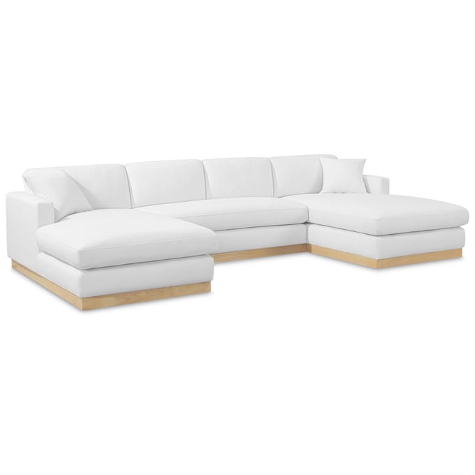 Meridian Furniture Johanna White Linen Fabric Natural 3pc Sectional MRD-687WHITE-SECTIONAL