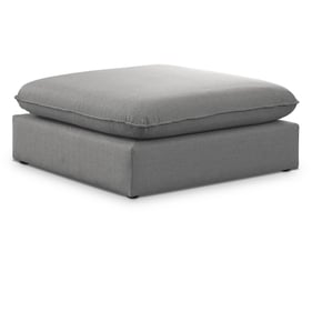 Meridian Furniture Mackenzie Grey Durable Linen Ottoman