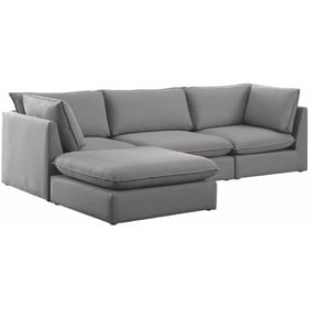 Meridian Furniture Mackenzie Grey 4pc Modular Sectional with Ottoman