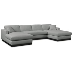 Meridian Furniture Johanna Grey Linen Fabric Black 3pc Sectional