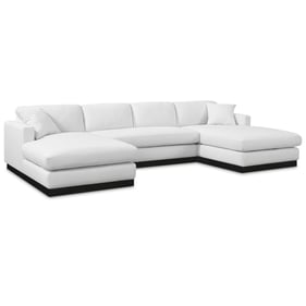 Meridian Furniture Johanna White Linen Fabric Black 3pc Sectional