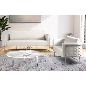 Meridian Furniture Casa Cream Velvet Chrome 2pc Living Room Set