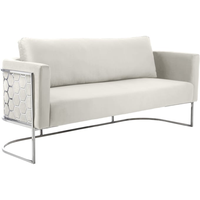 Meridian Furniture Casa Cream Velvet Sofa MRD-691CREAM-S