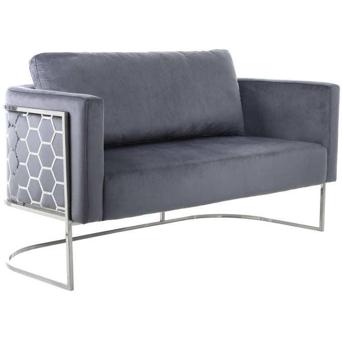 Meridian Furniture Casa Grey Velvet Loveseat MRD-691GREY-L