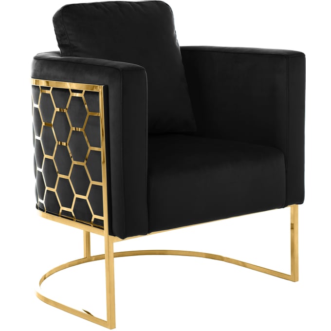 Meridian Furniture Casa Black Velvet Gold Chair MRD-692BLACK-C