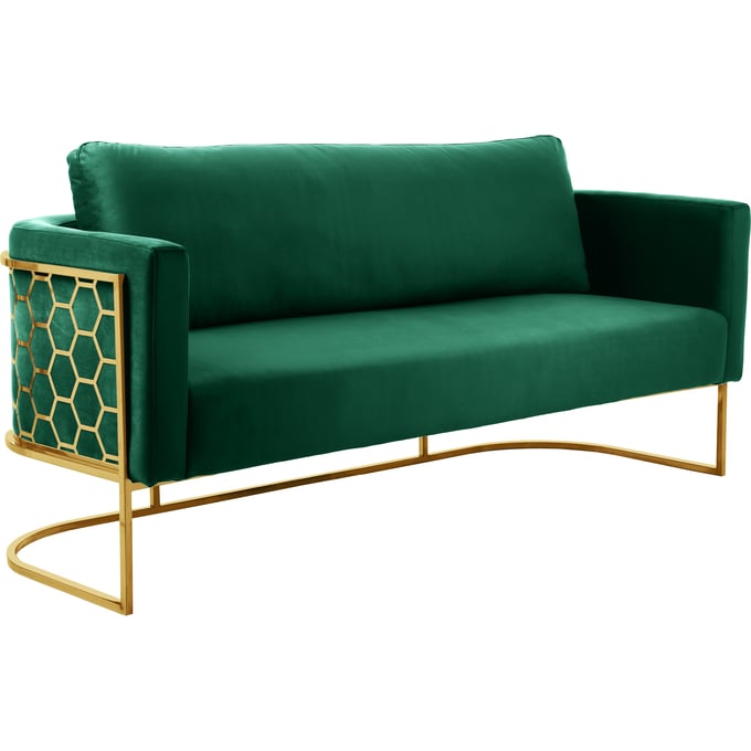 Meridian Furniture Casa Green Velvet Gold Sofa MRD-692GREEN-S