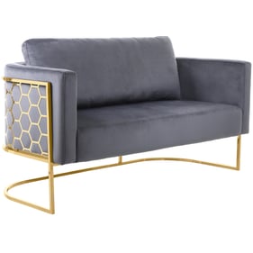 Meridian Furniture Casa Grey Velvet Gold Loveseat