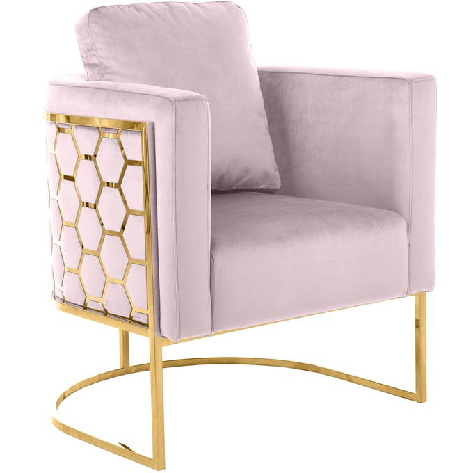 Meridian Furniture Casa Pink Velvet Gold Chair MRD-692PINK-C