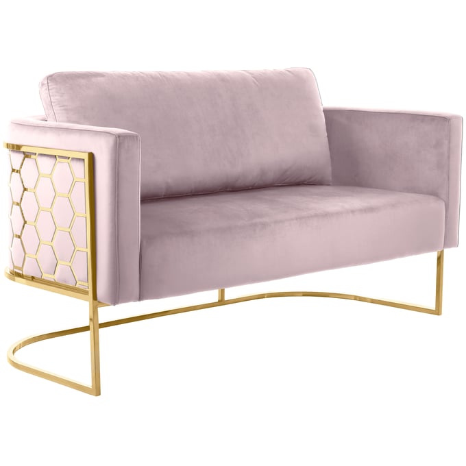 Meridian Furniture Casa Pink Velvet Gold Loveseat MRD-692PINK-L