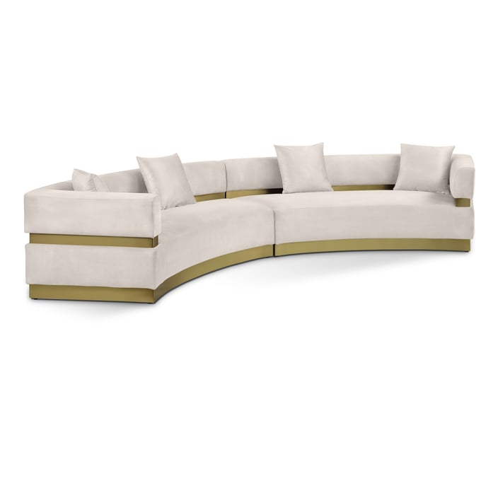 Meridian Furniture Belsa Cream Velvet 2pc Sectional MRD-694CREAM-SECTIONAL