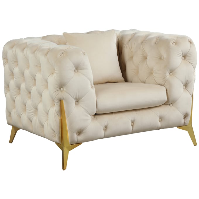 Meridian Furniture Kingdom Cream Velvet Chair MRD-695CREAM-C