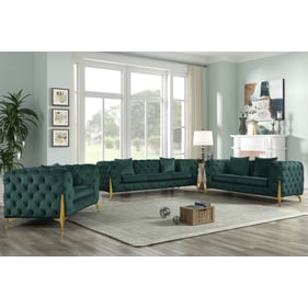 Meridian Furniture Kingdom Green Velvet 3pc Living Room Set