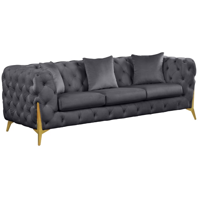 Meridian Furniture Kingdom Grey Velvet Sofa MRD-695GREY-S