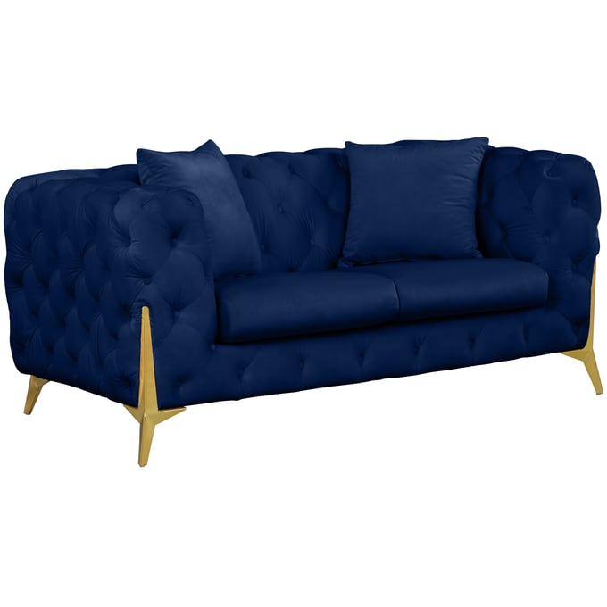 Meridian Furniture Kingdom Navy Velvet Loveseat MRD-695NAVY-L