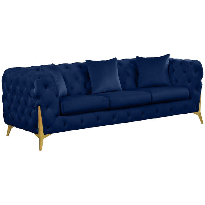 Meridian Furniture Kingdom Navy Velvet Sofa MRD-695NAVY-S