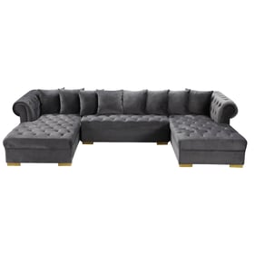 Meridian Furniture Presley Grey Velvet 3pc Sectional