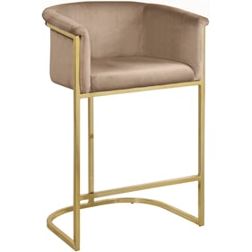 Meridian Furniture Donatella Beige Velvet Counter Height Stool