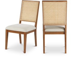 2 Meridian Furniture Butterfly Cream Fabric Dining Chairs