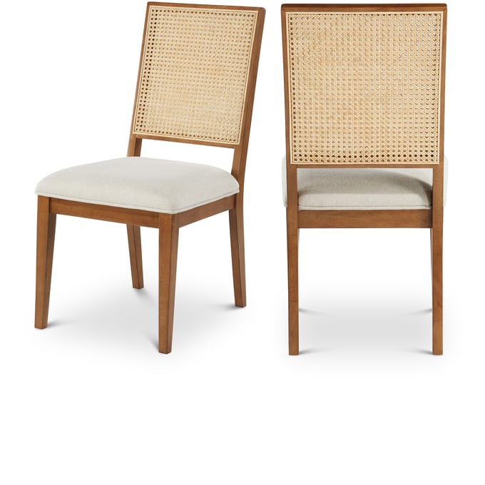 2 Meridian Furniture Butterfly Cream Fabric Dining Chairs MRD-705WALNUT-C