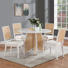 Meridian Furniture Butterfly White Cream 5pc Dining Room Set