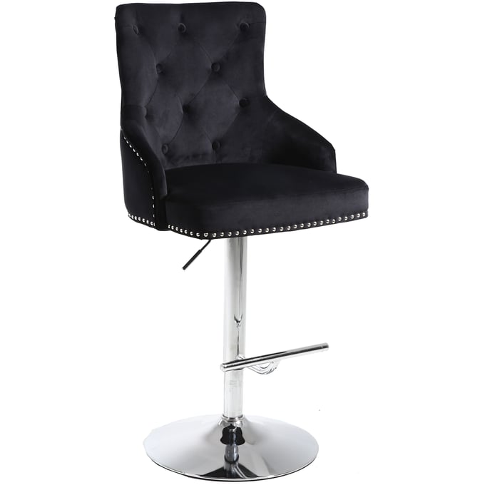 Meridian Furniture Claude Black Velvet Chrome Adjustable Stool MRD-709BLACK