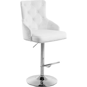 Meridian Furniture Claude White Velvet Chrome Adjustable Stool