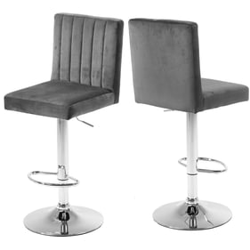 2 Meridian Furniture Joel Grey Velvet Adjustable Stools