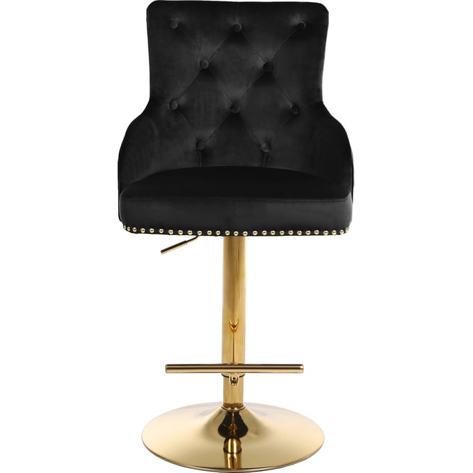 Meridian Furniture Claude Black Velvet Gold Adjustable Stool MRD-713BLACK