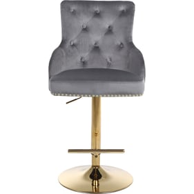 Meridian Furniture Claude Grey Velvet Gold Adjustable Stool