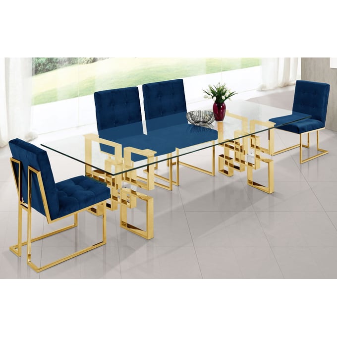 Meridian Furniture Pierre Navy 5pc Dining Room Set MRD-714-NAVY-DR-S