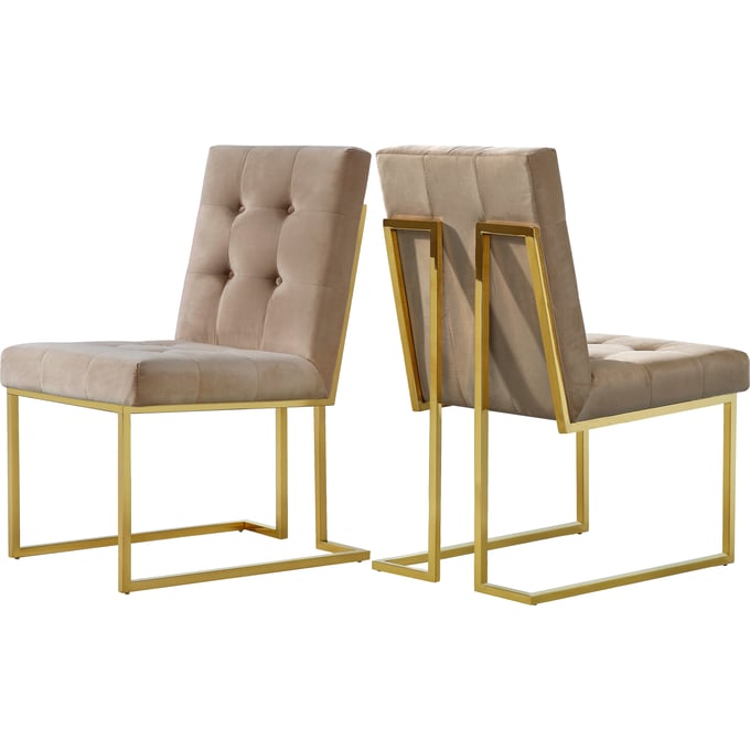 Design Edge Boonah 2  Beige Velvet Dining Chairs DE-21995179