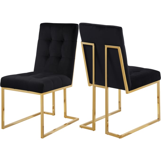 Design Edge Boonah 2  Black Velvet Dining Chairs DE-22250399