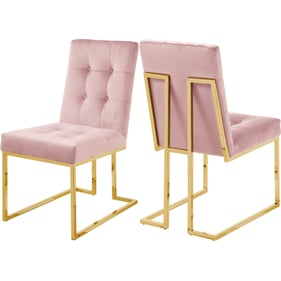 2 Meridian Furniture Pierre Pink Velvet Dining Chairs