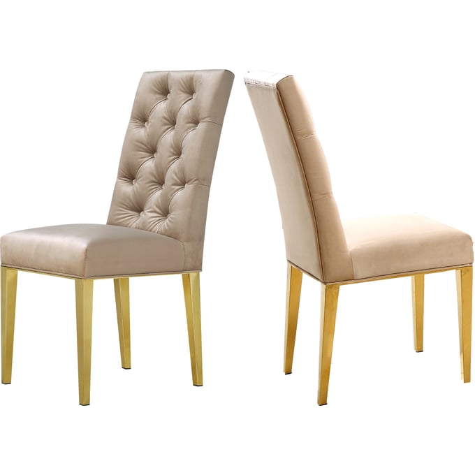 Design Edge Mathoura 2  Beige Velvet Dining Chairs DE-21995284