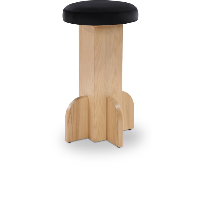 Meridian Furniture Wyatt Black Velvet Natural Stool MRD-717BLACK-C