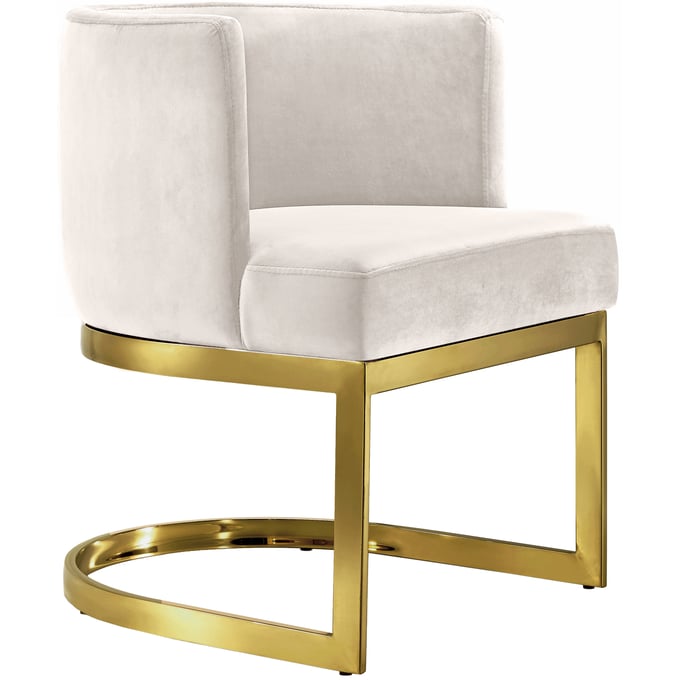 Meridian Furniture Gianna Cream Velvet Gold Dining Chair MRD-718CREAM-C