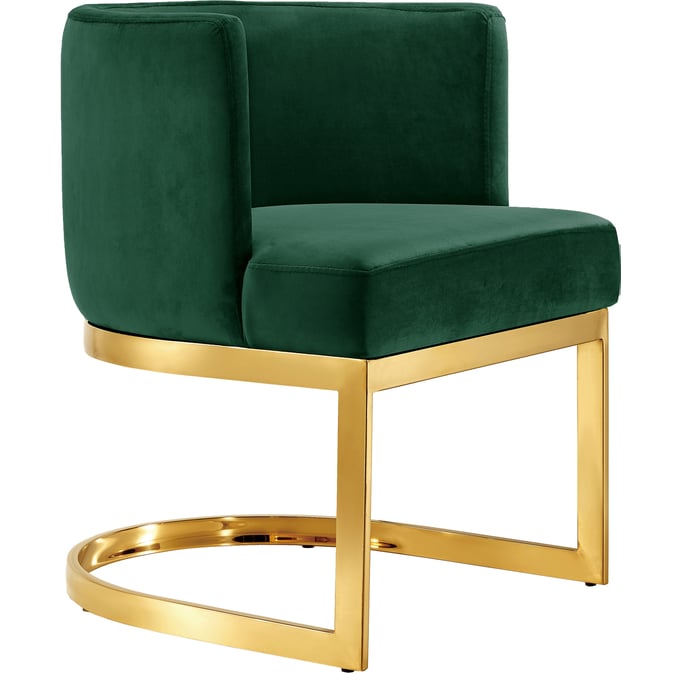 Meridian Furniture Gianna Green Velvet Gold Dining Chair MRD-718GREEN-C