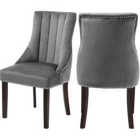 2 Meridian Furniture Oxford Grey Velvet Dining Chairs