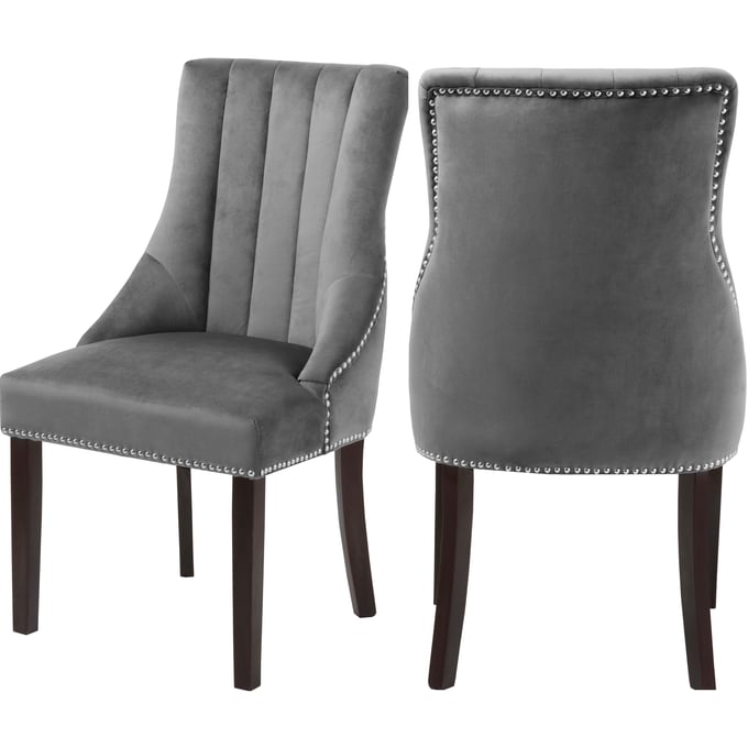 Design Edge Blackall 2  Grey Velvet Dining Chairs DE-22787459